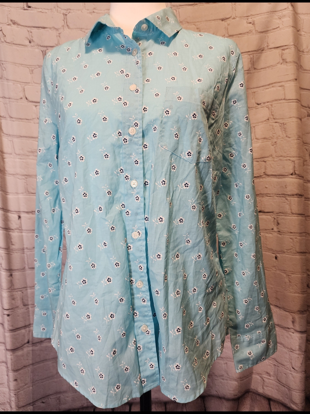 J. Crew Aqua Floral Button-Up Shirt